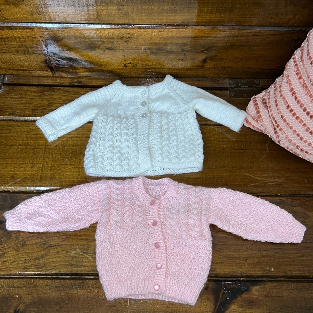 Set of 2- Vintage Handmade Crochet Sweaters Little Girl- 6-9 Months